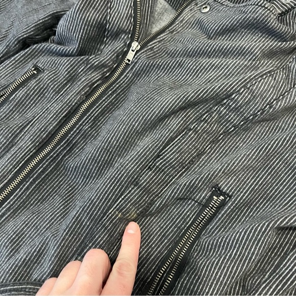 Free People Railroad Stripe Knit Hooded Moto Jacket - Picture 7 of 8